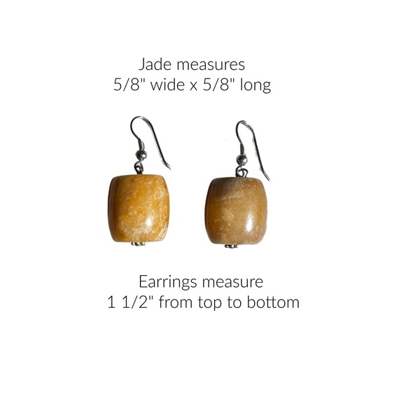 Jade Earrings from Myanmar Honey Colored Barrels - Picture 2 of 2